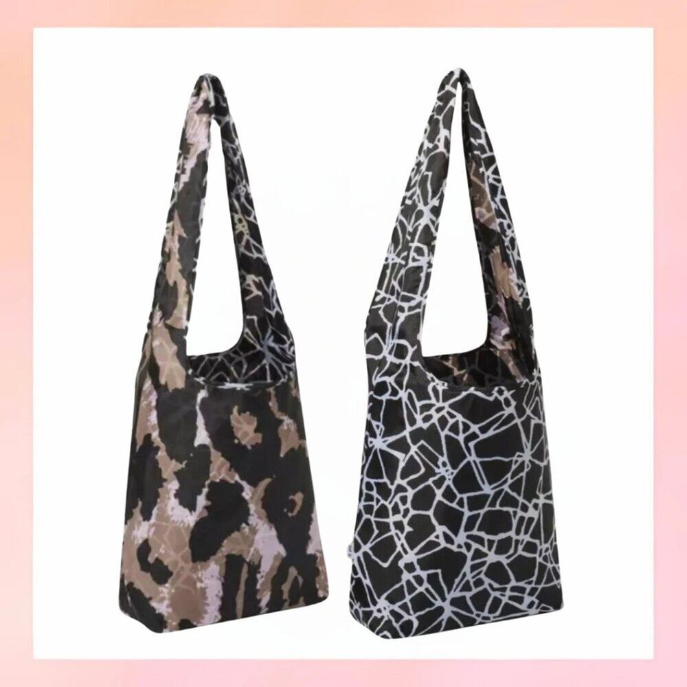 DVF Cracked Glass/Leopard Black/White/Neutral Reversible Reusable Bag